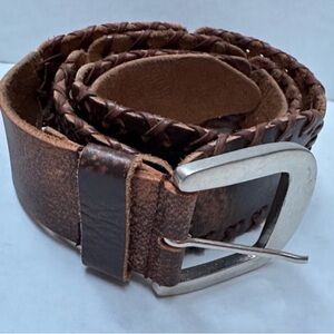 Genuine leather patchwork whipstitch belt 35”-39”